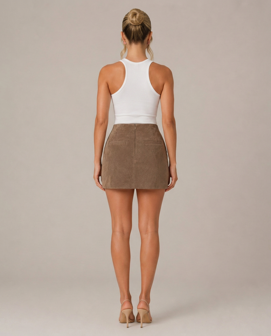 Xenia | Straight-Fit Suede Mini Skirt