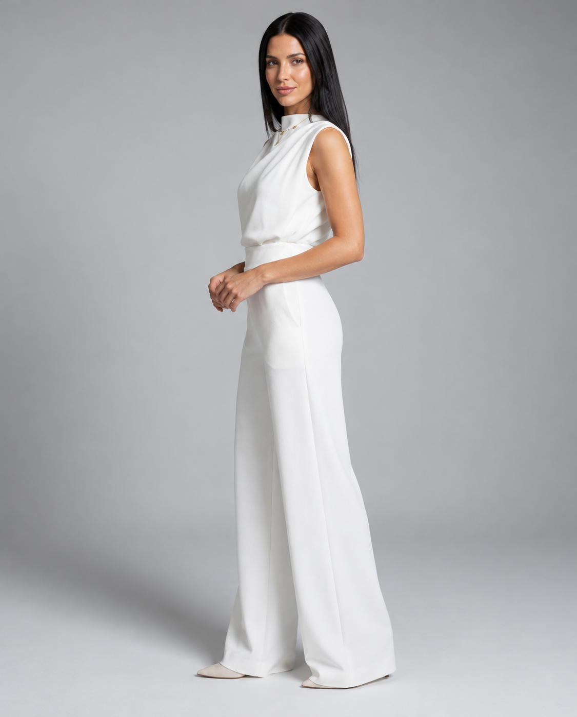 Harlow | Sleeveless High Neck Wide Leg Jumpsuit