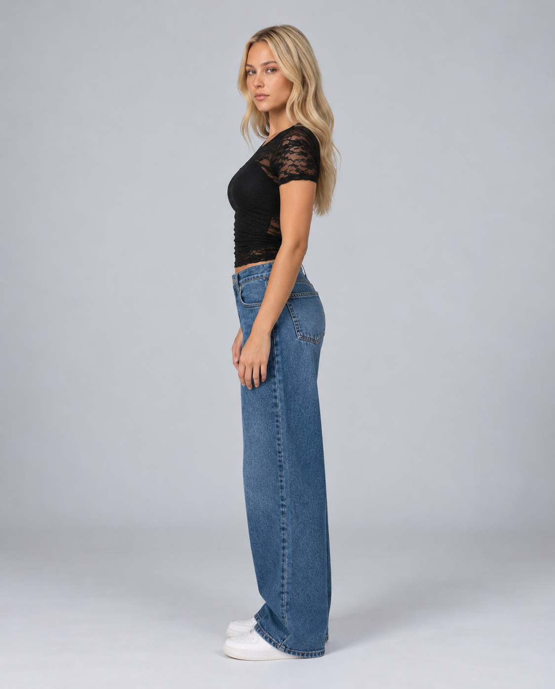 Josie | Floral Lace Sleeve Cropped Top