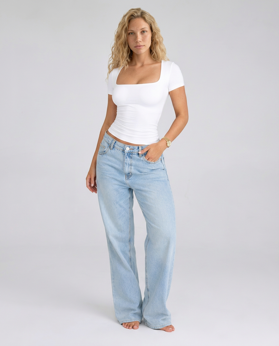 Emerson | Wide U-Neck Cropped T-Shirt
