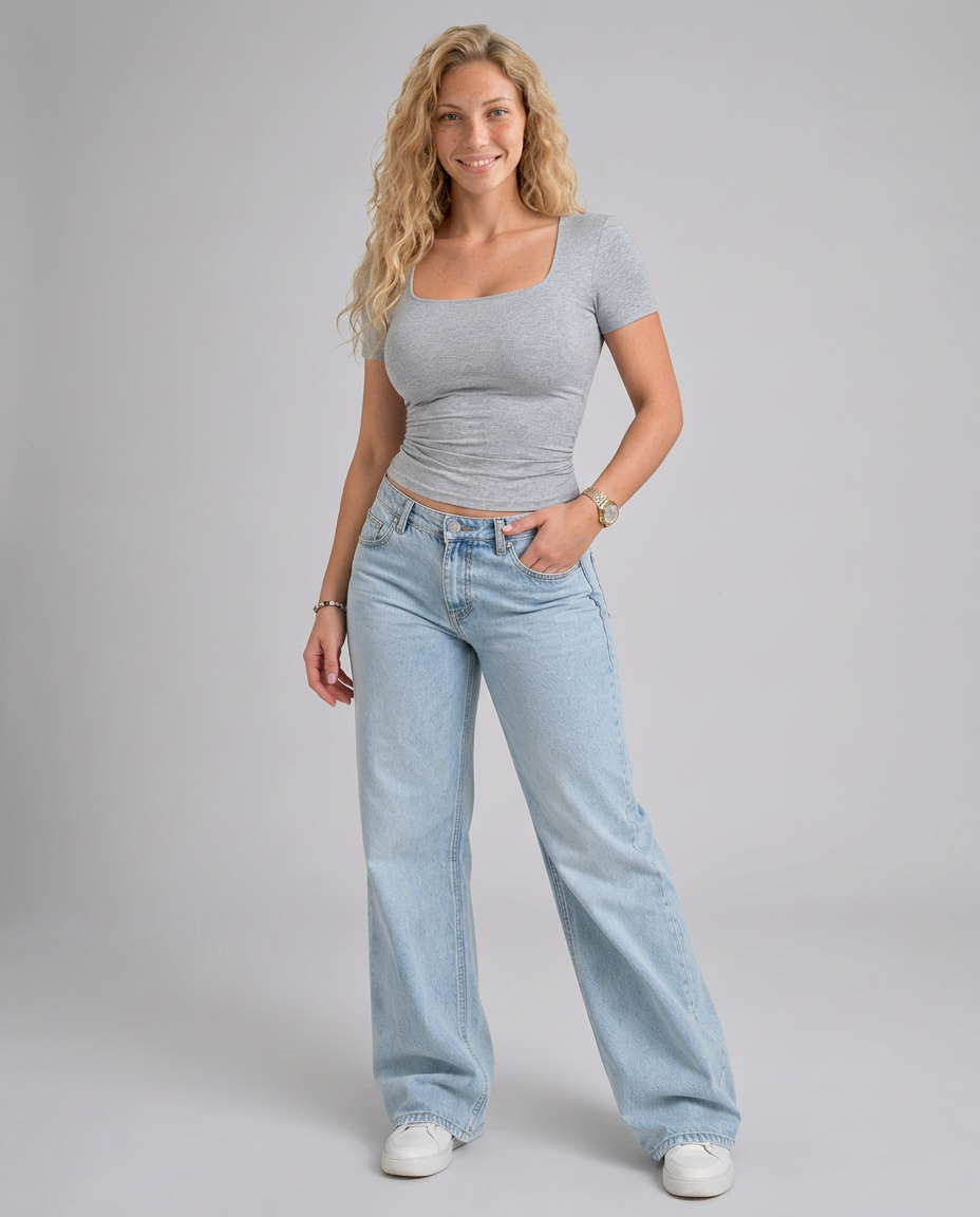 Emerson | Wide U-Neck Cropped T-Shirt