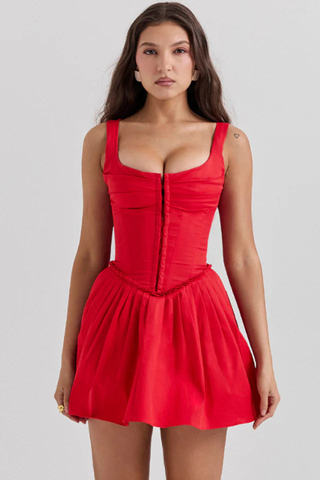 Deb | Pleated Mini Dress with Structured Bodice