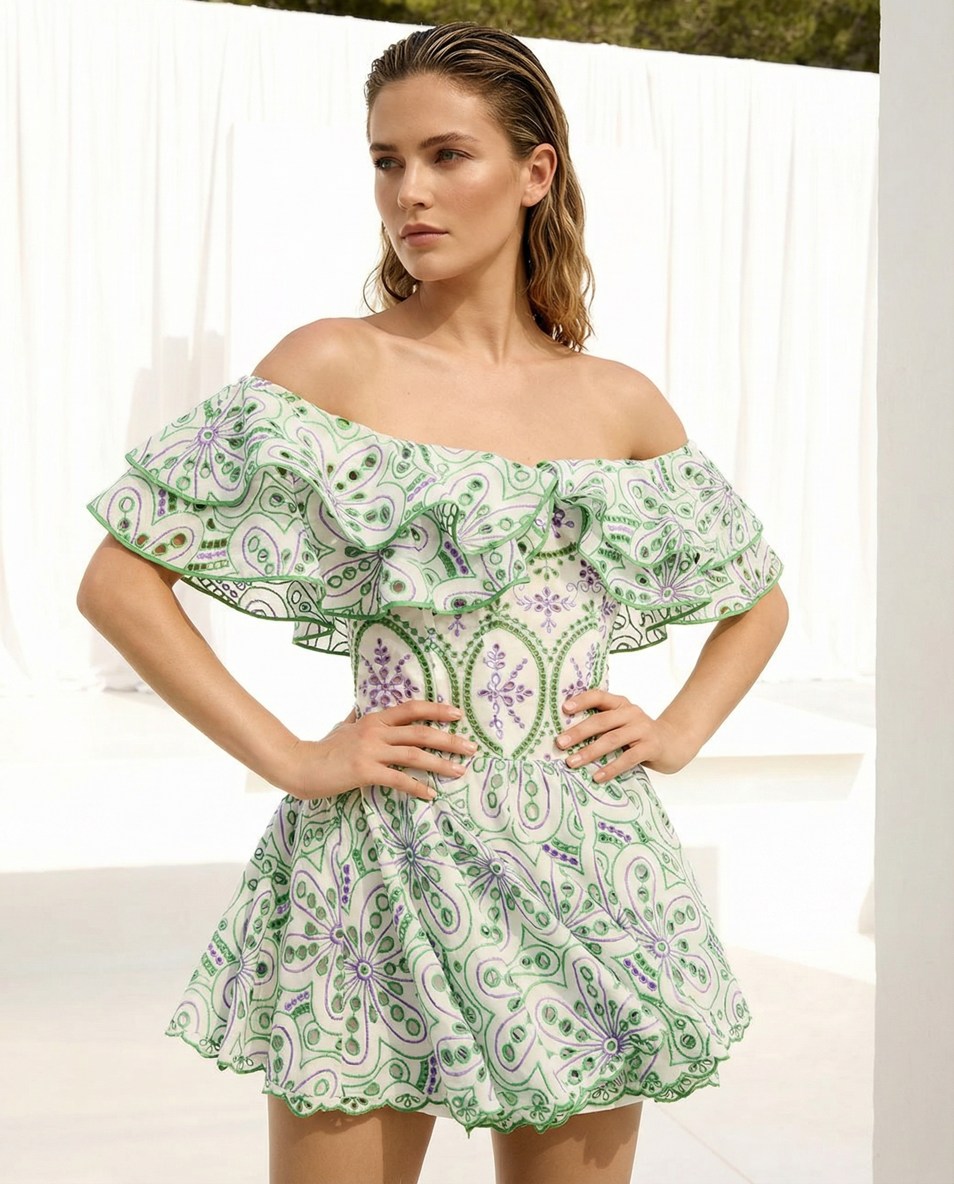 Nina | Off-Shoulder Mini Dress with Ruffle Detail
