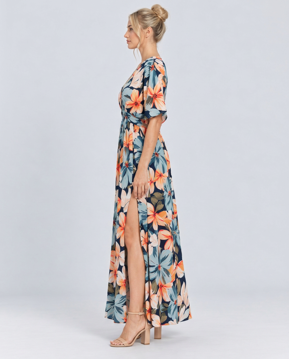 Nola | Maxi Dress with Floral Print and Elastic Waist