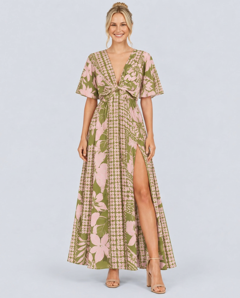 Nola | Maxi Dress with Floral Print and Elastic Waist