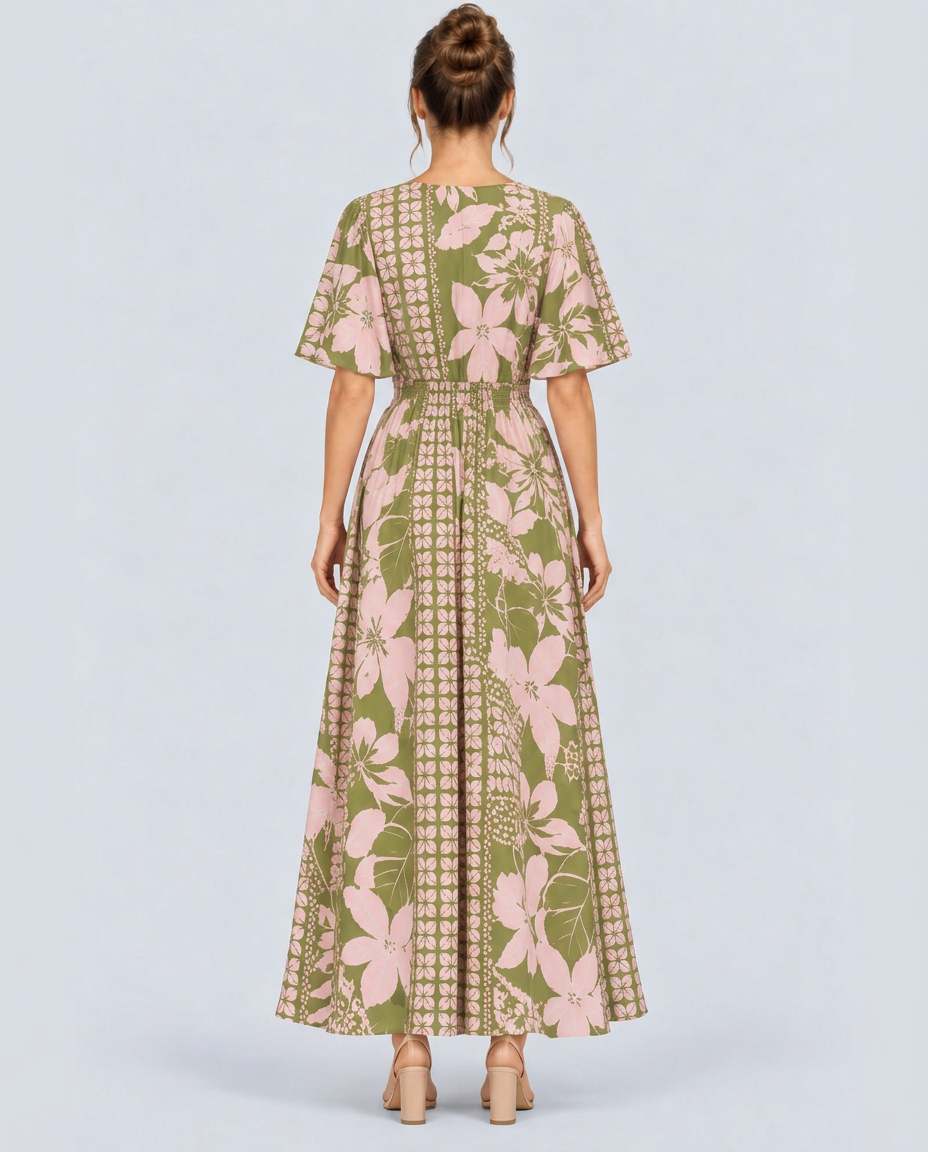 Nola | Maxi Dress with Floral Print and Elastic Waist