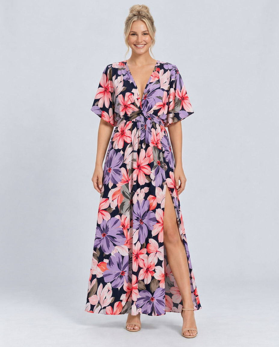 Nola | Maxi Dress with Floral Print and Elastic Waist