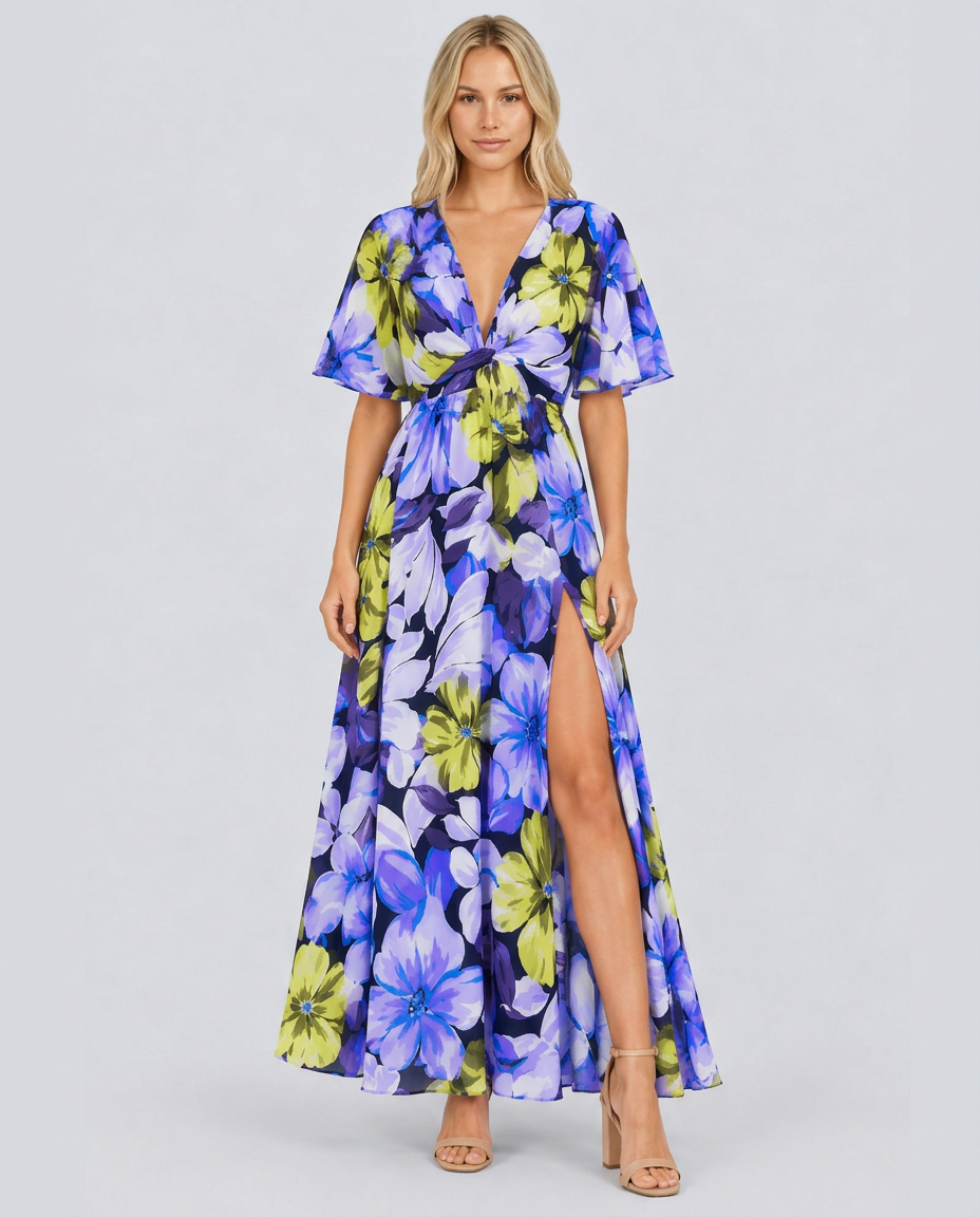 Nola | Maxi Dress with Floral Print and Elastic Waist
