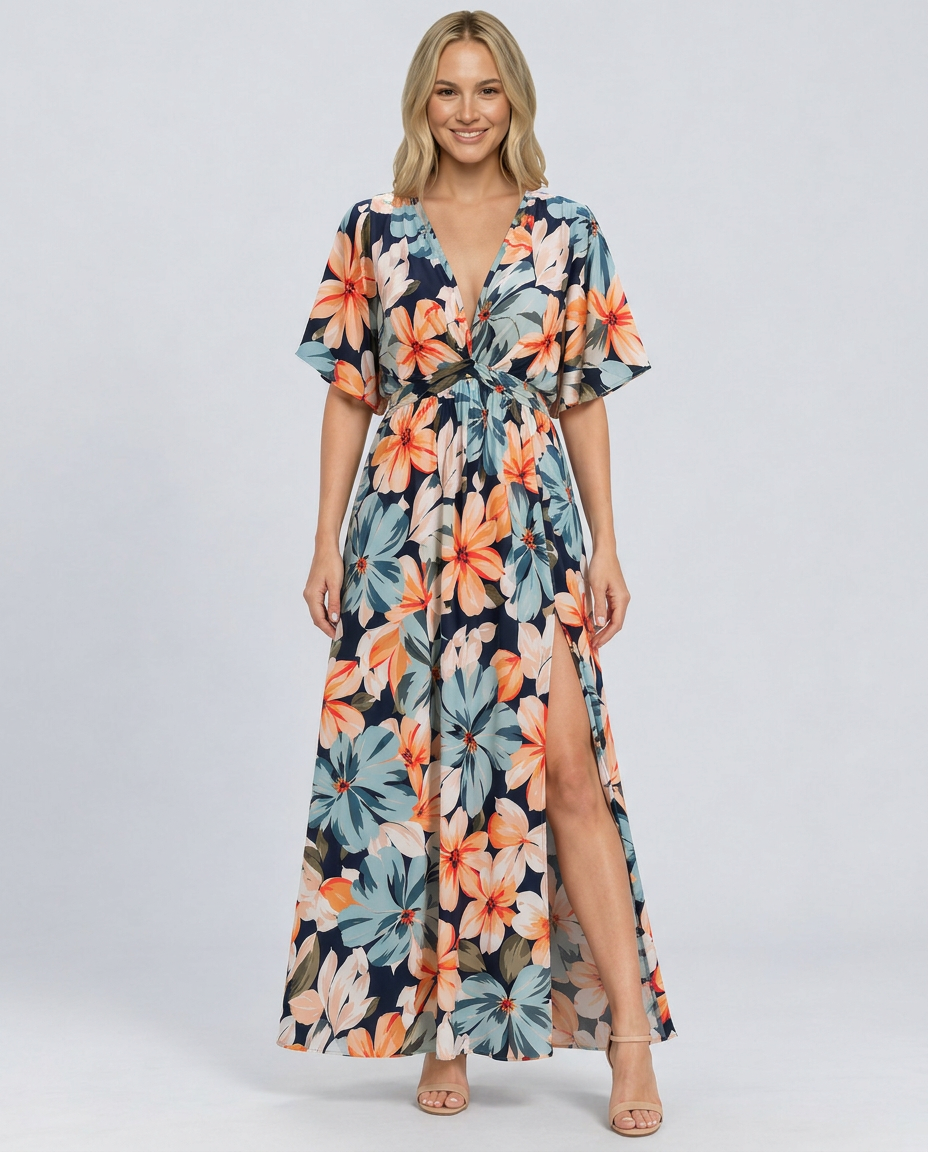 Nola | Maxi Dress with Floral Print and Elastic Waist