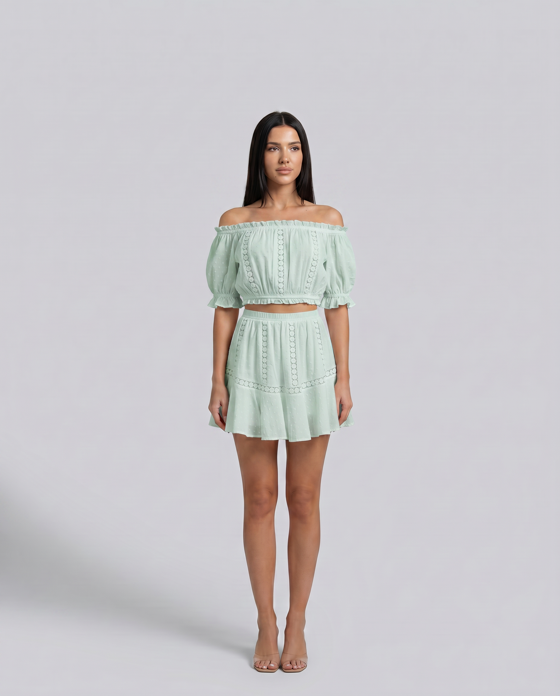 Elba | Two-Piece Mini Dress Set with Off-Shoulder Top
