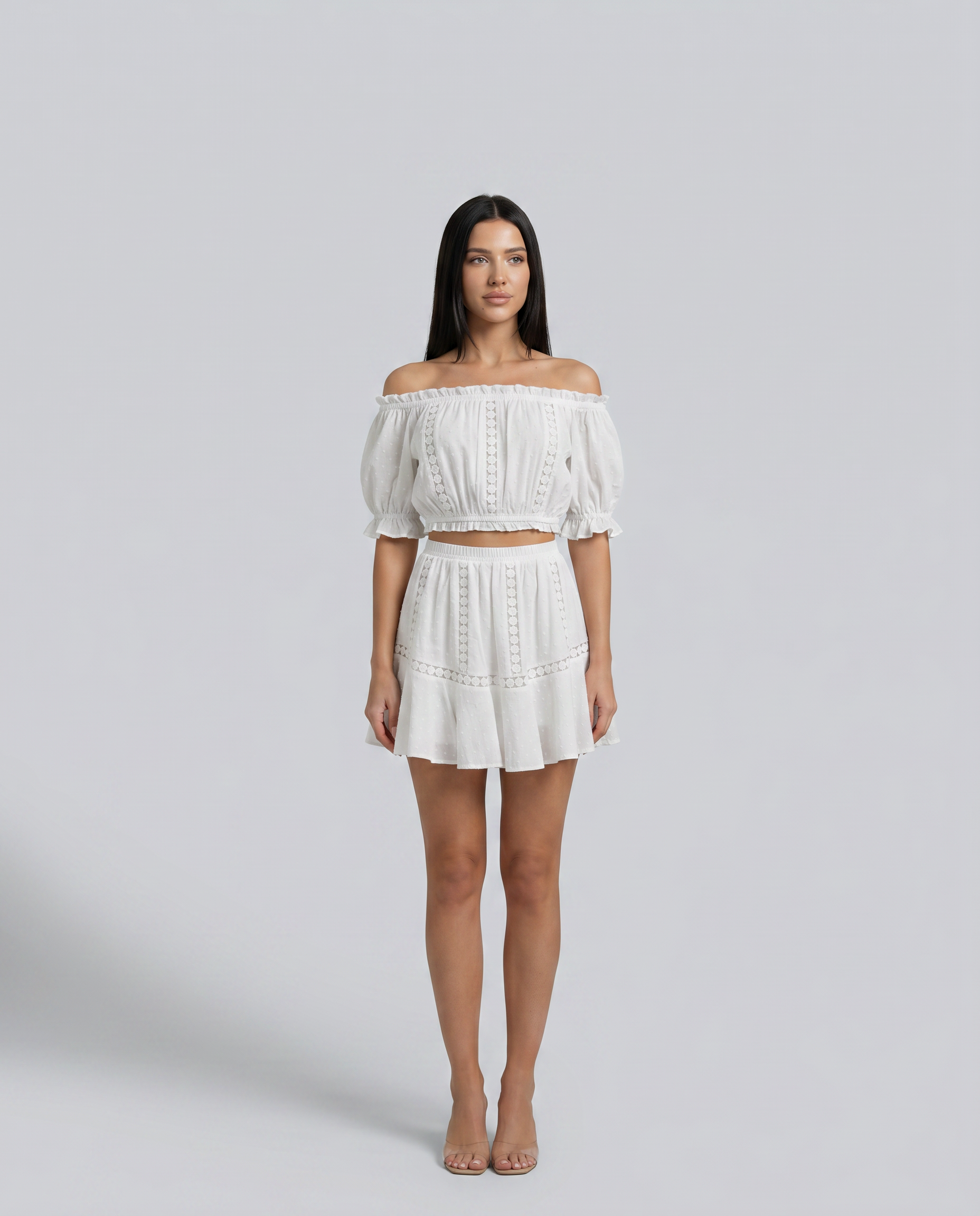 Elba | Two-Piece Mini Dress Set with Off-Shoulder Top