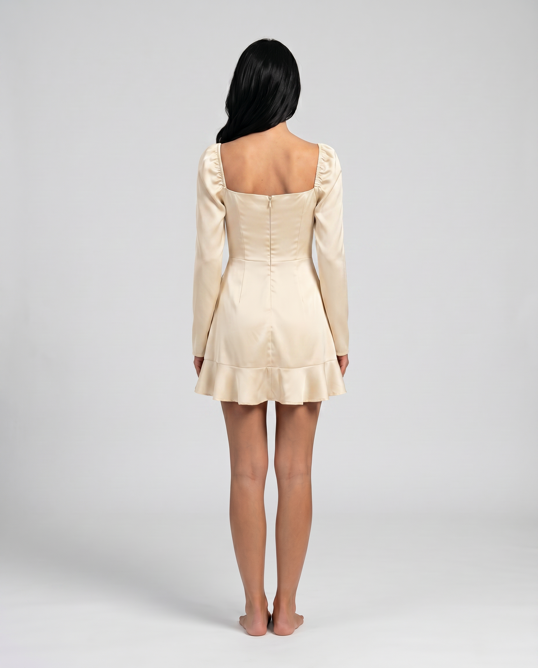 Luciana | Mini Dress with Square Neck and Bishop Sleeves