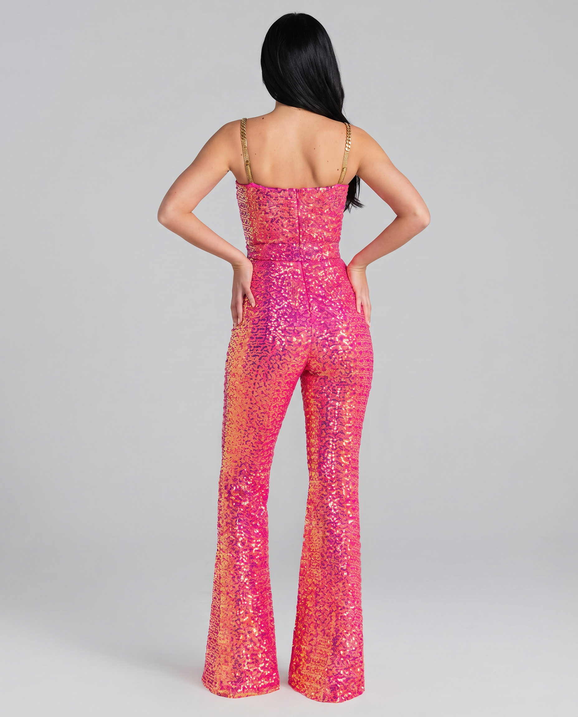 Amiyah | Sequin Jumpsuit with Wide-Leg Trousers