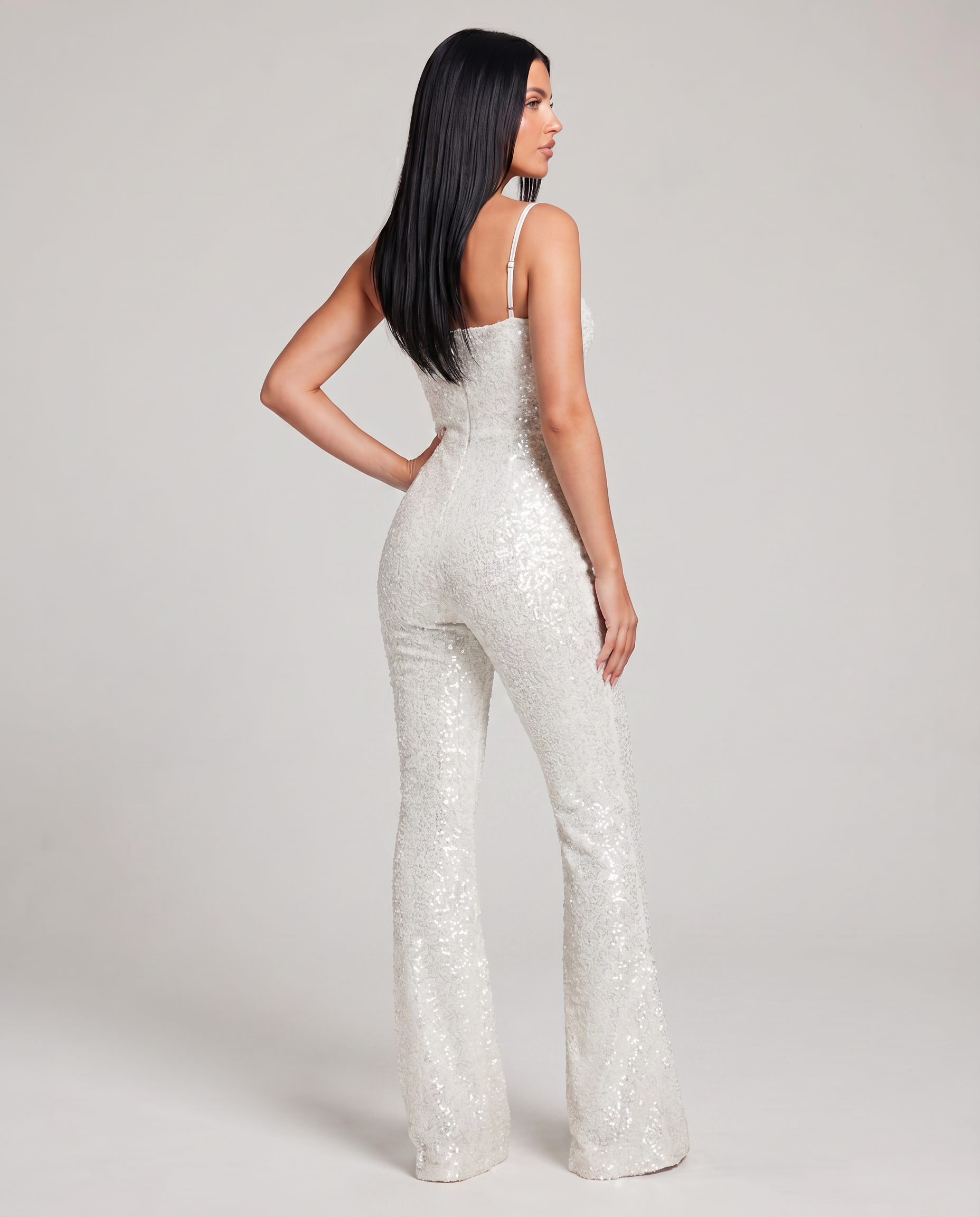 Amiyah | Sequin Jumpsuit with Wide-Leg Trousers