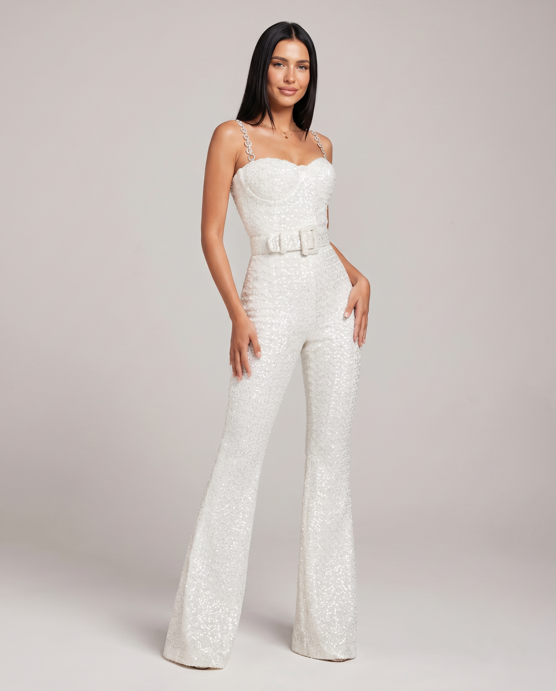 Amiyah | Sequin Jumpsuit with Wide-Leg Trousers