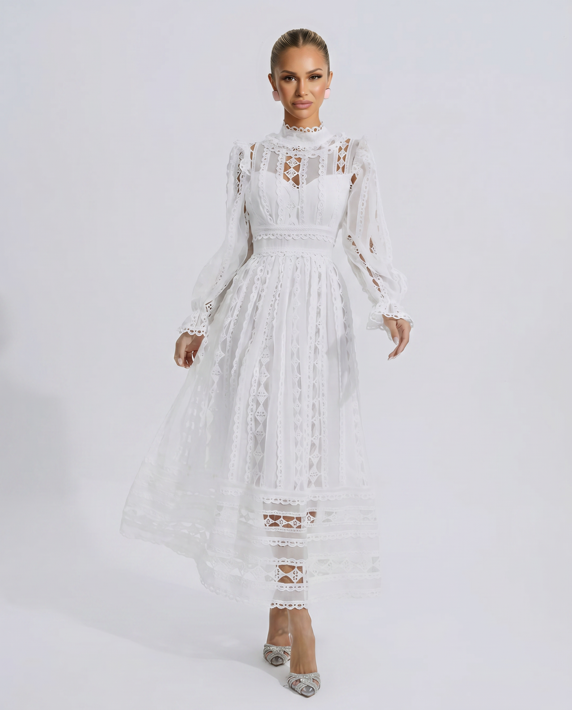 Juliet | Midi Lace Dress with Long Sleeves