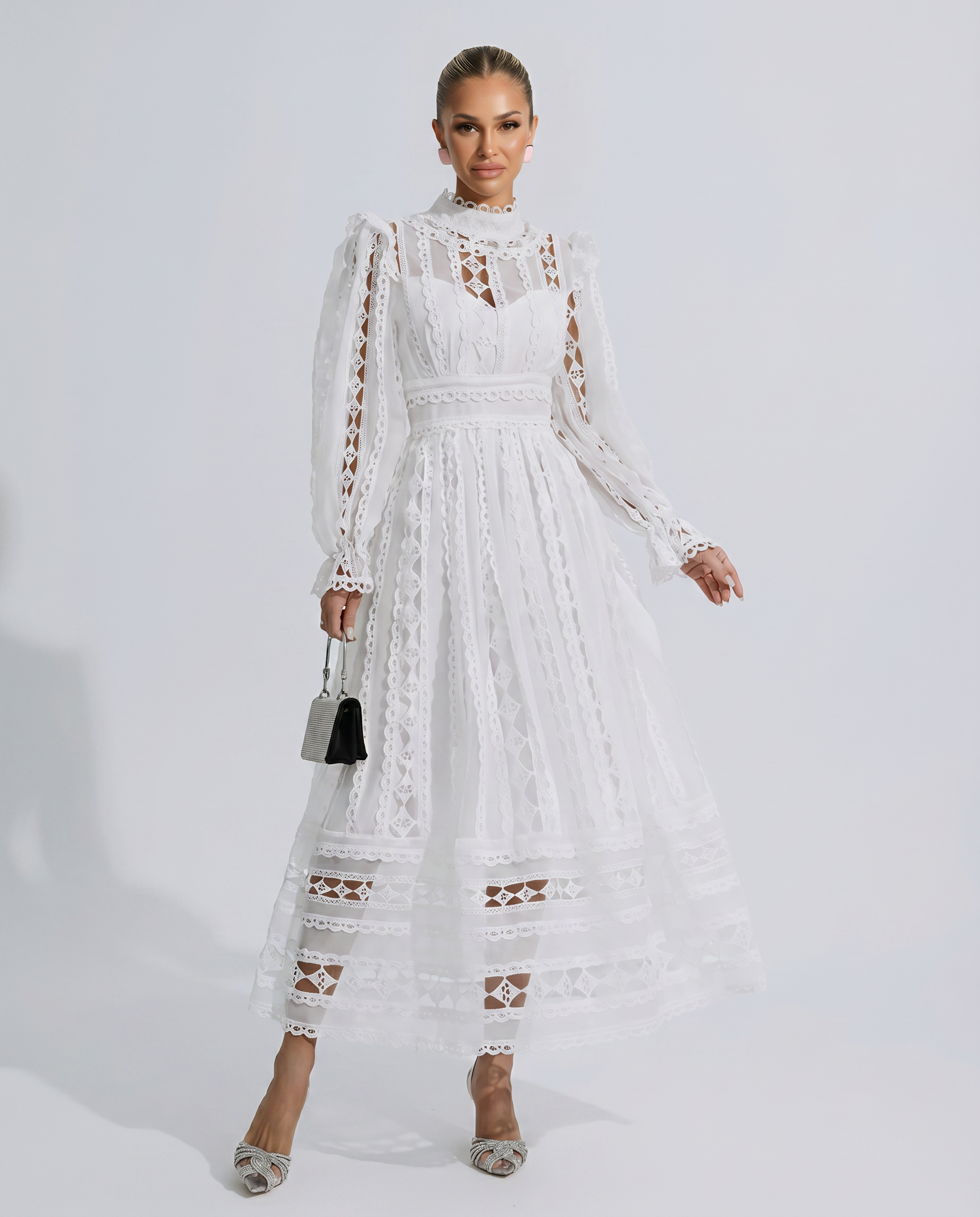 Juliet | Midi Lace Dress with Long Sleeves
