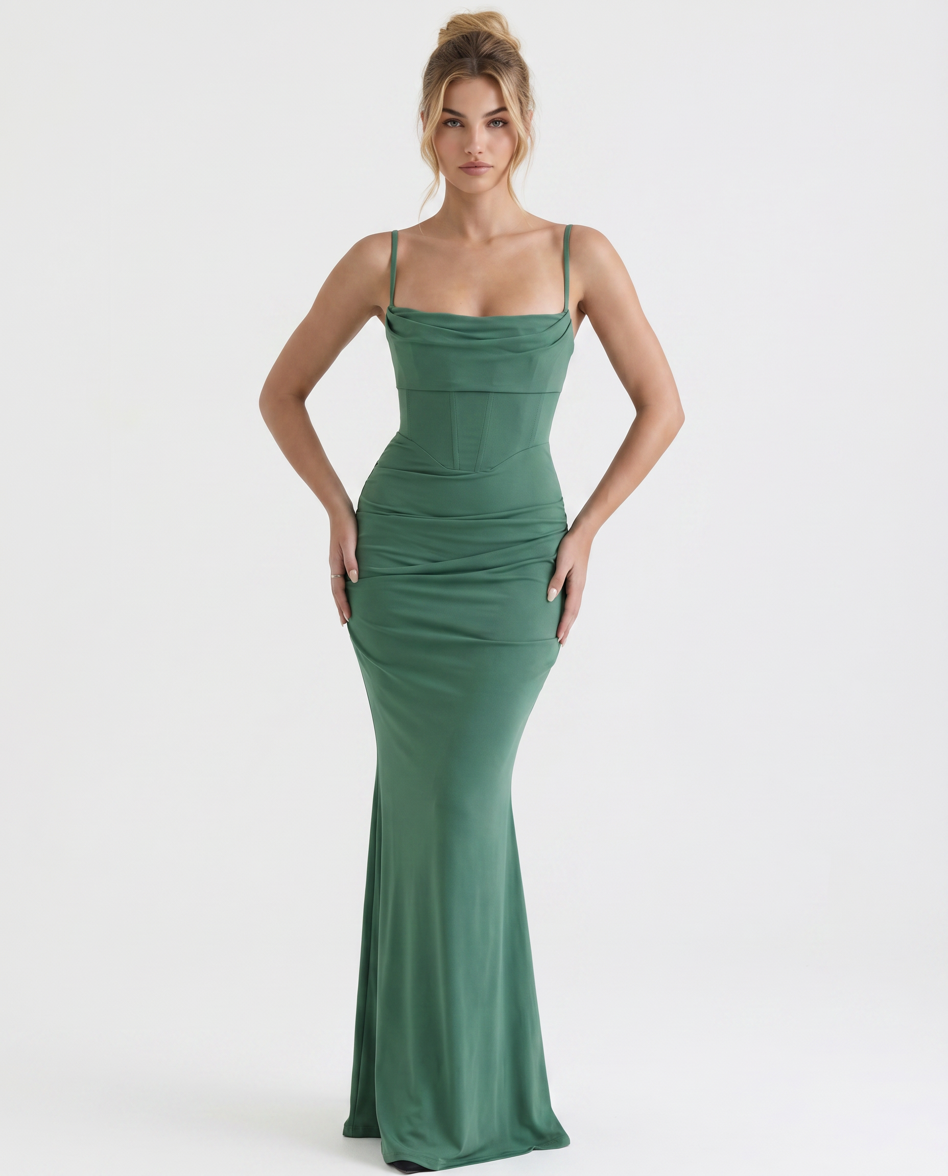maxi bodycon dress for women Women's Satin Maxi Dress Cowl Neck Strappy Bodycon Mia