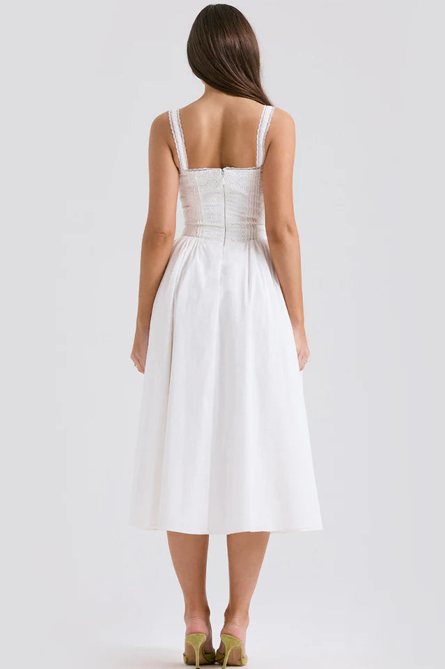 Audrey | Midi Dress with Corset Bodice