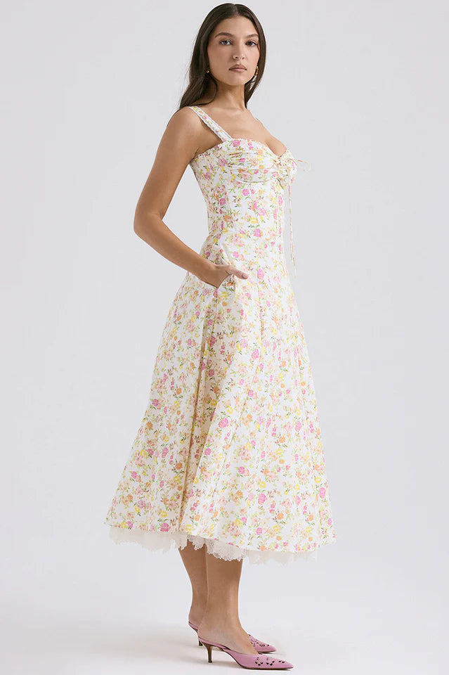 Ann | Midi Sundress with Floral Print