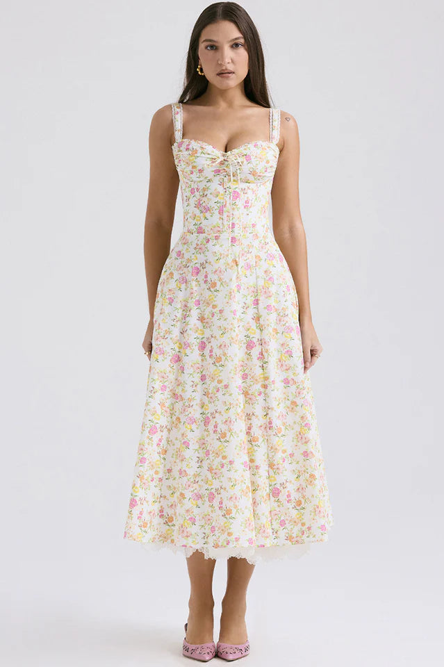 Ann | Midi Sundress with Floral Print
