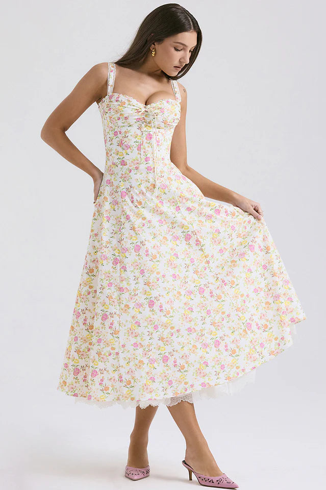Ann | Midi Sundress with Floral Print