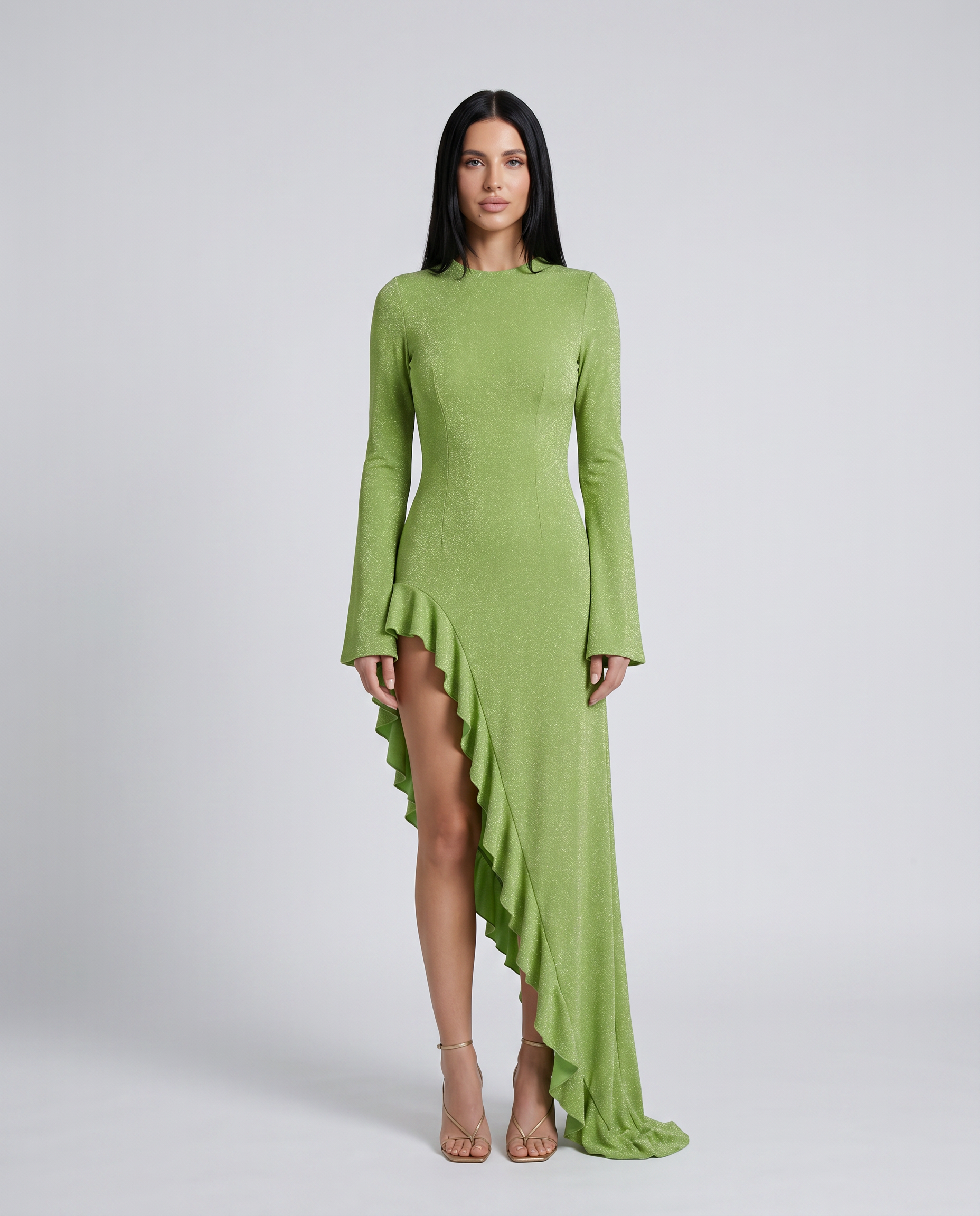 holly low neck asymmetric ruffled maxi dress ALICE + OLIVIA Holly Low-Neck Asymmetric Ruffle Maxi Dress