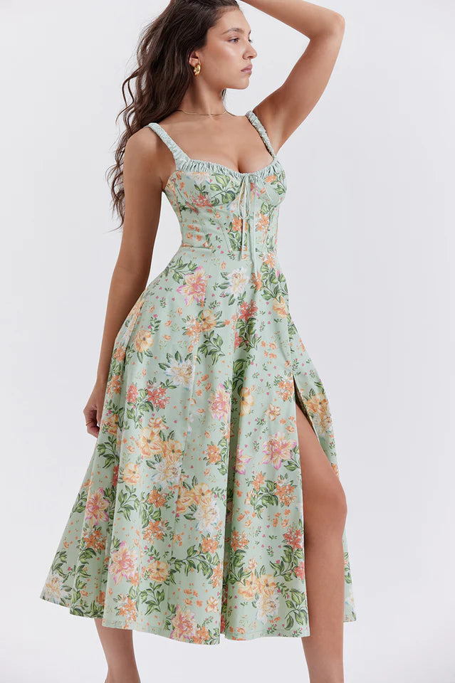 Claire | Midi Sundress with Bustier Bodice