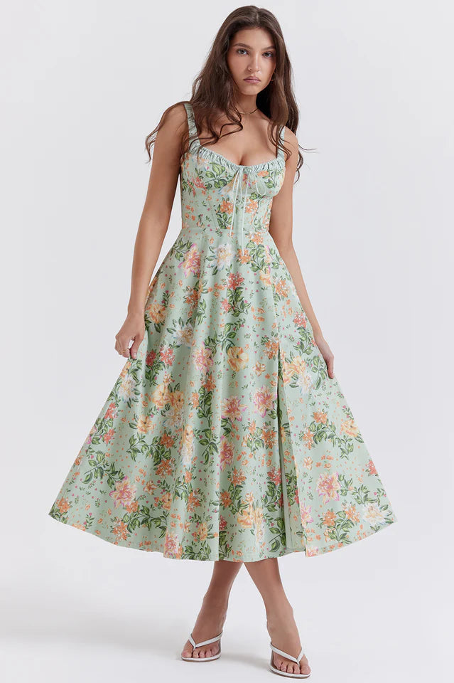 Claire | Midi Sundress with Bustier Bodice
