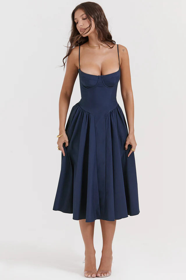 Thelma | Midi Sundress with Corset Bodice