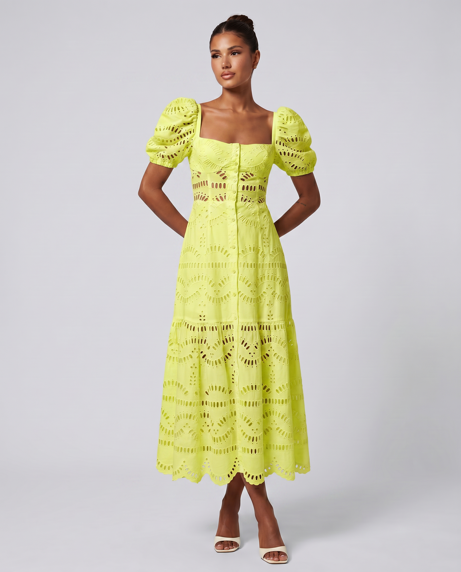 Miria | Midi Dress with Eyelet Embroidery