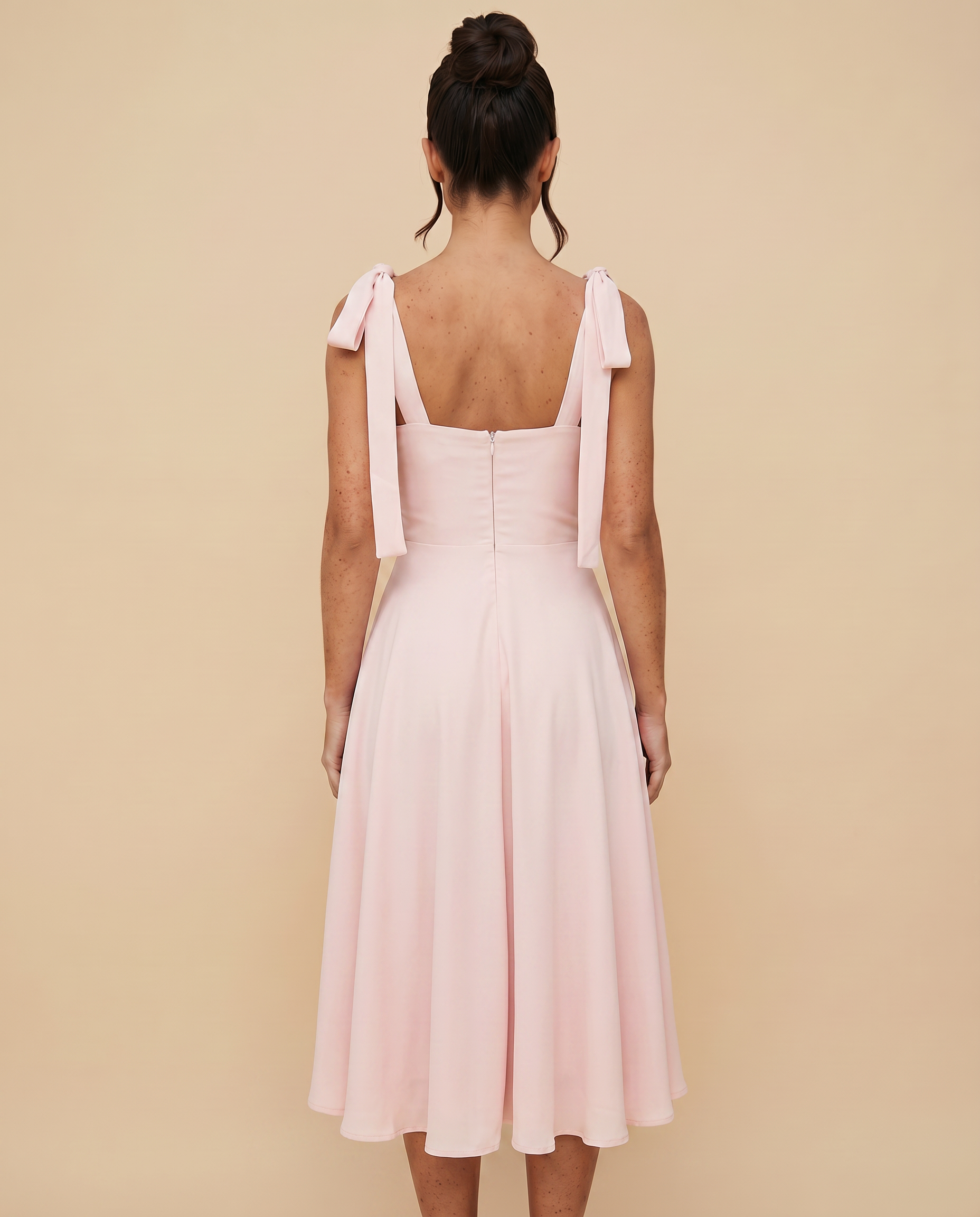 Leigh | Midi Dress with Tie Shoulder Straps