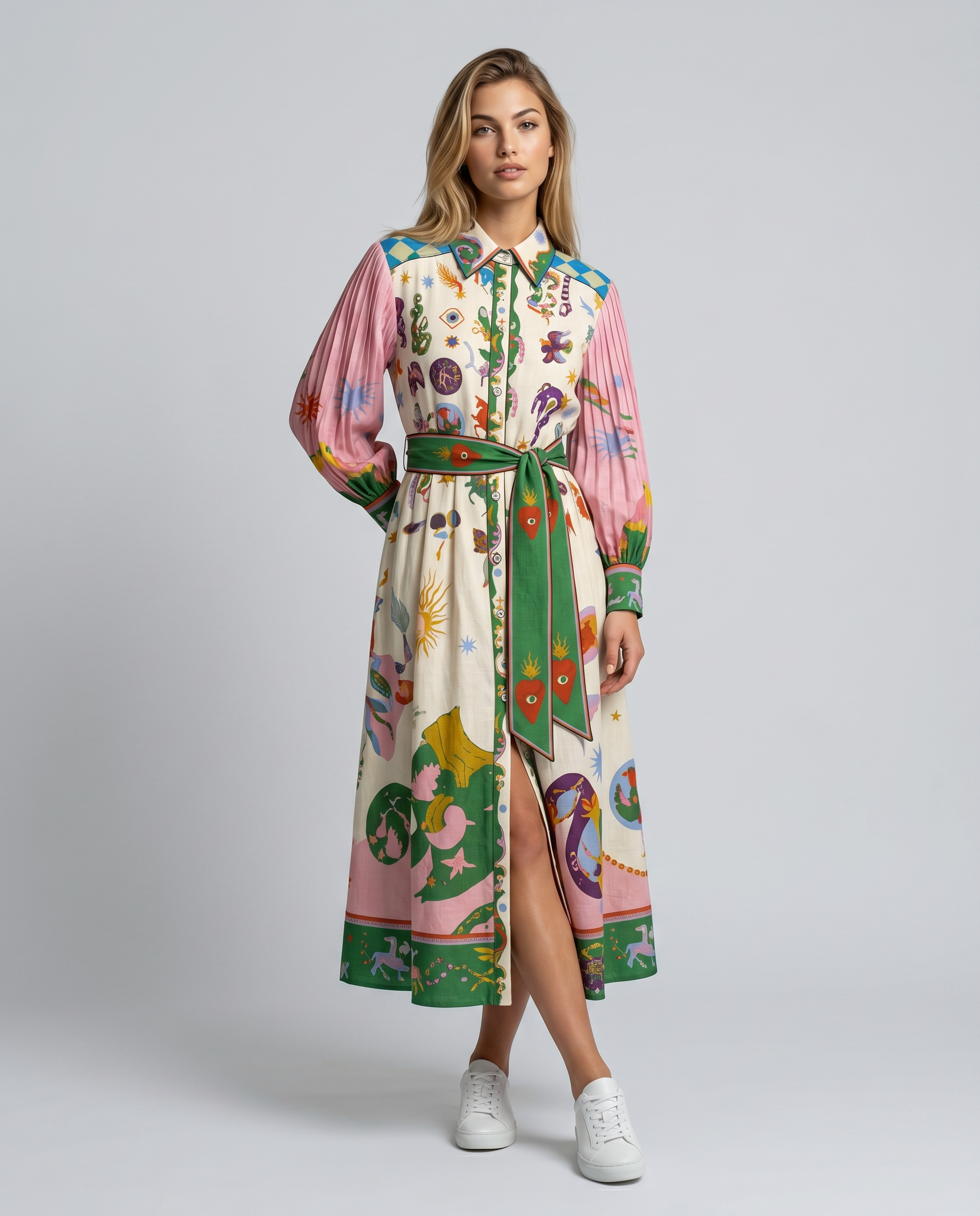 Lola | Midi Shirt Dress with Belted Waist