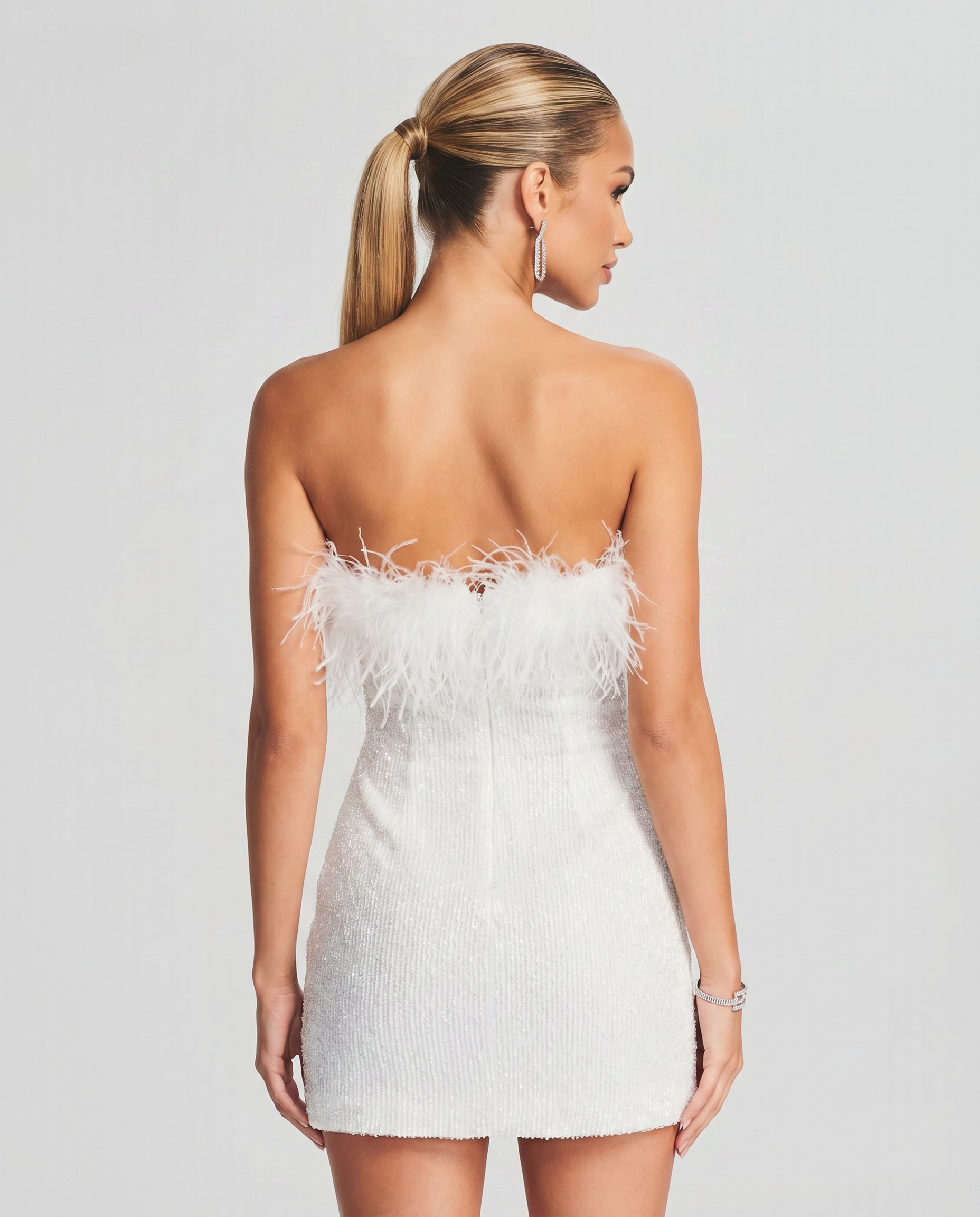 Ellen | Mini Dress with Sequin and Feather Detail