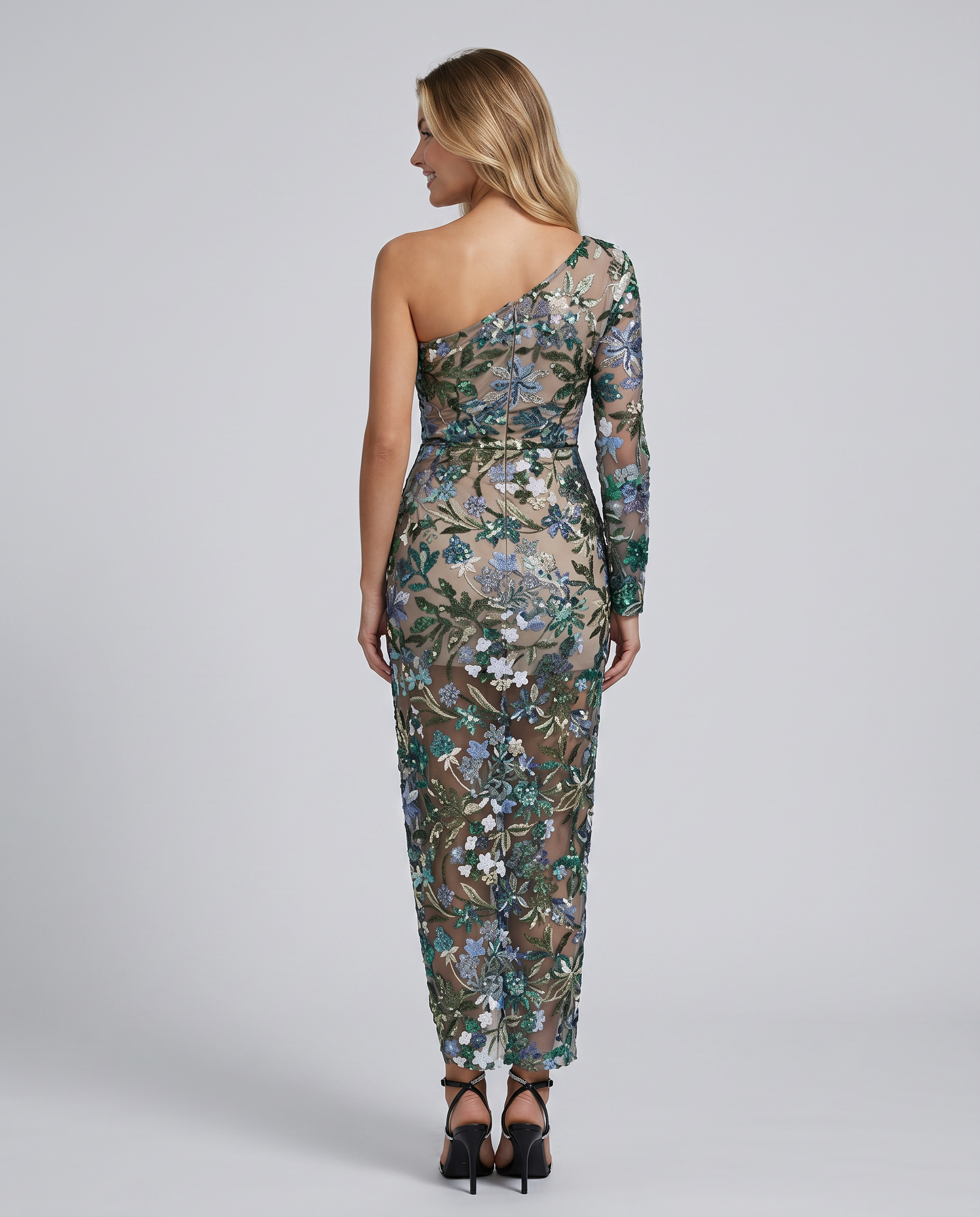 Kim | Maxi Dress with One-Shoulder Sequin Embroidery