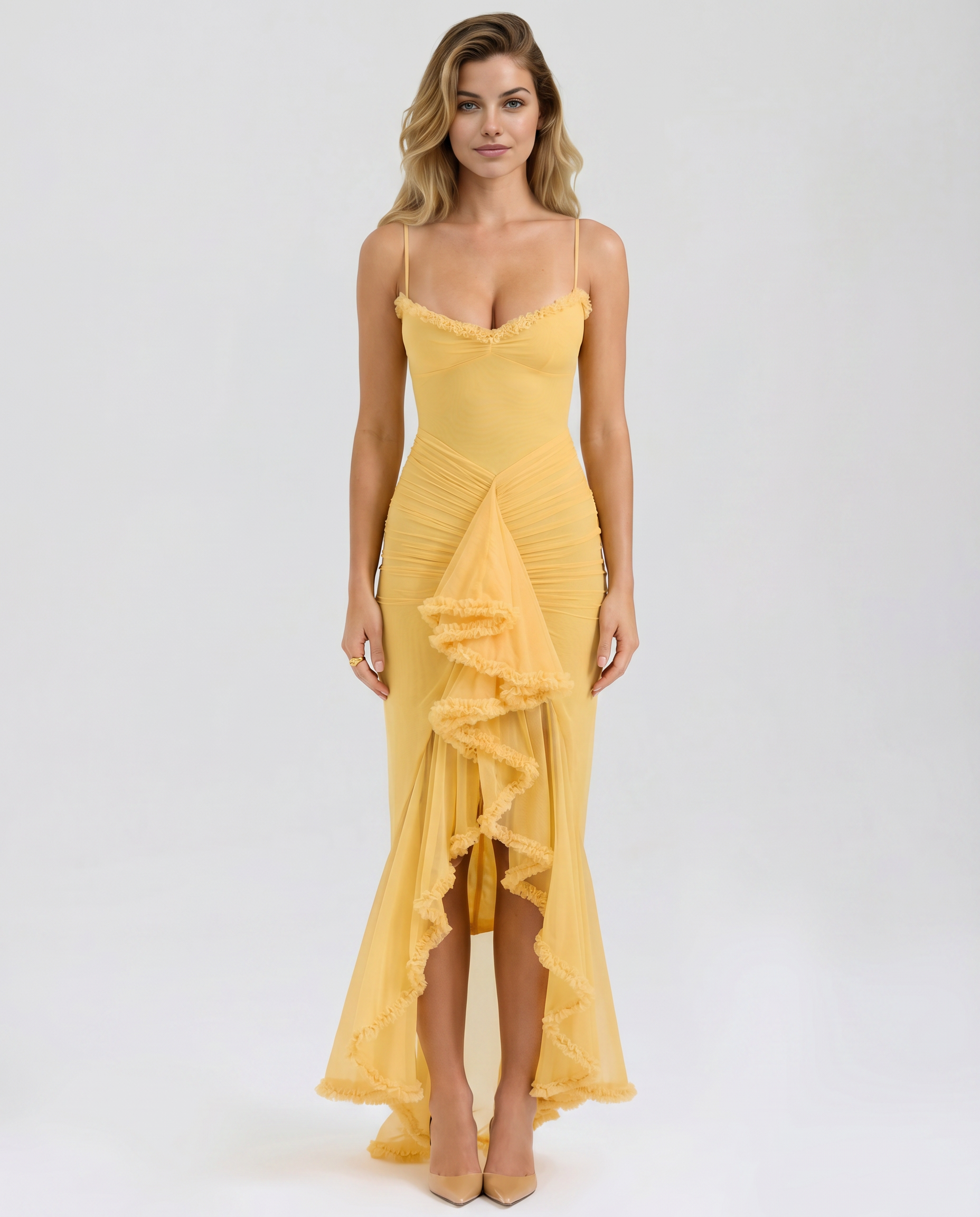 Leah | High-Low Dress with Ruffled Front