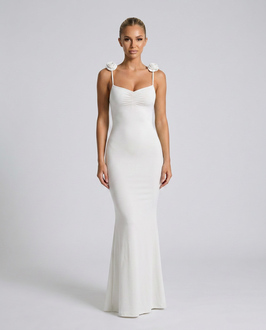 elenora silk dress Elenora Rose Gown - White