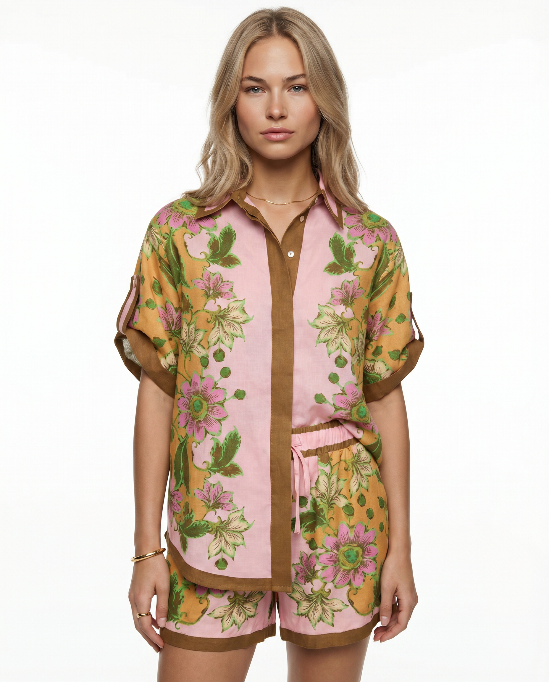 Gracie | Floral Shirt and Shorts Two-Piece Set