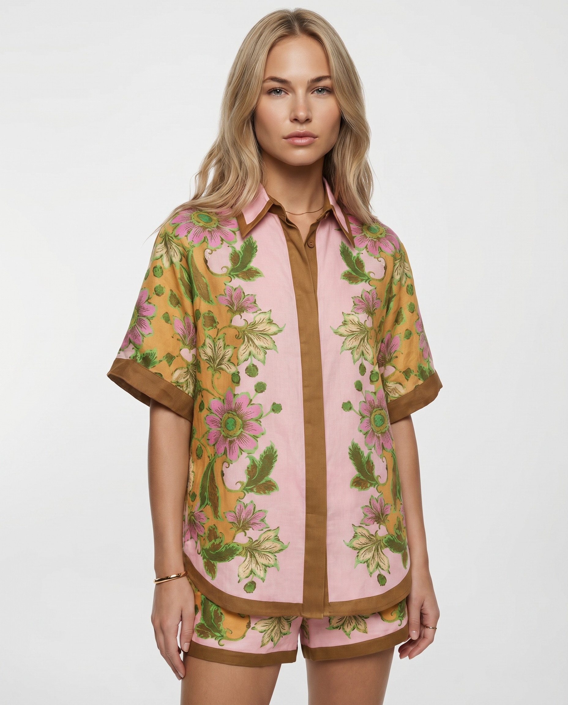 Gracie | Floral Shirt and Shorts Two-Piece Set
