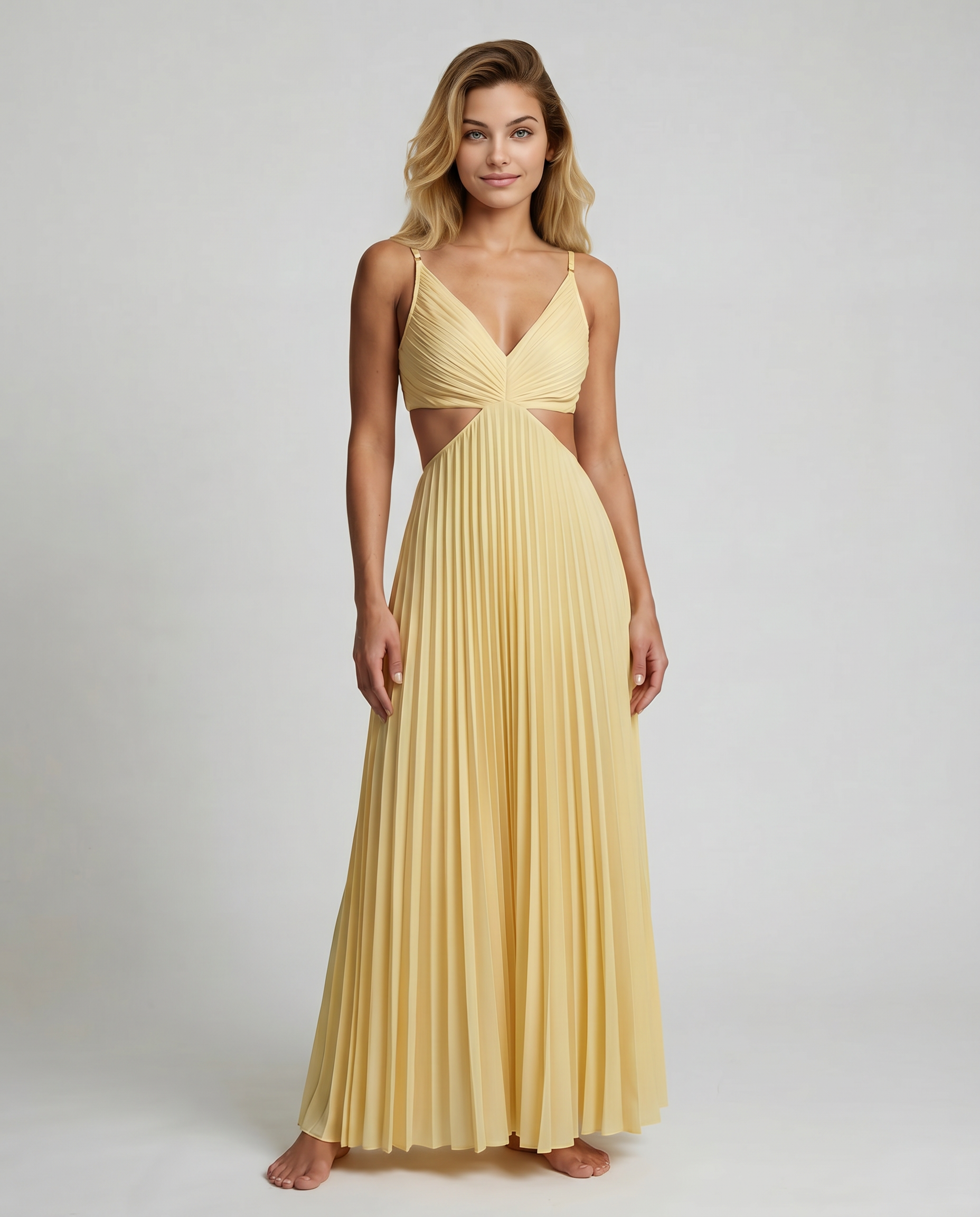 cut out pleated maxi dress Toperth Forest Green Crossover V-Neck Cut-Out Pleated Maxi Dress Toperth