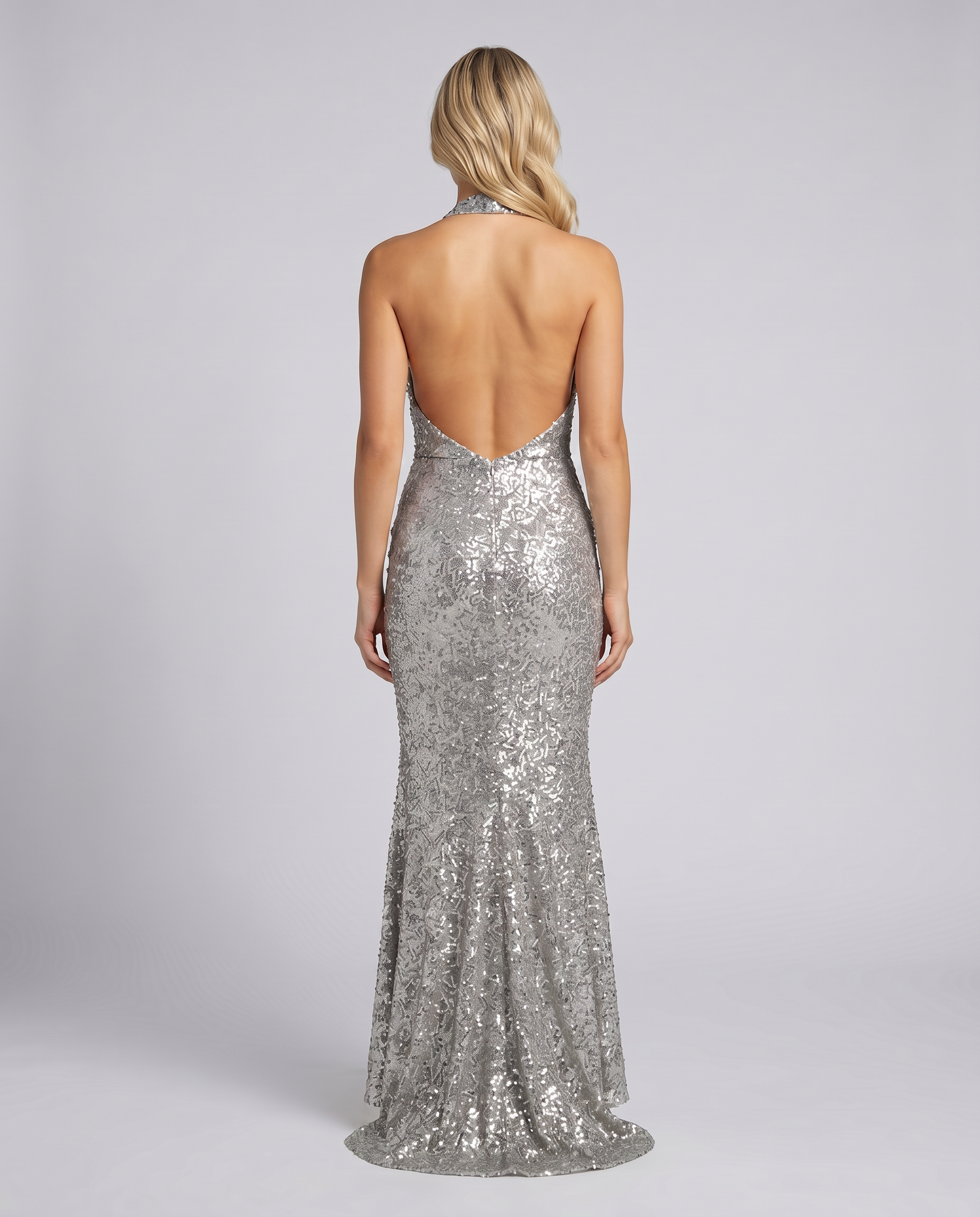 Zorina | Sequin Maxi Dress with Halter Cowl Neck