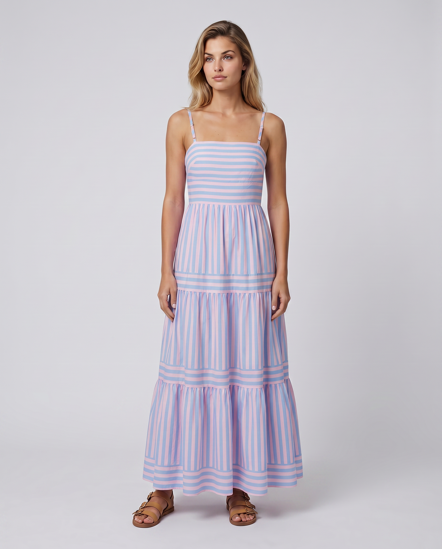 Jasper | Maxi Dress with Striped Tiered Skirt