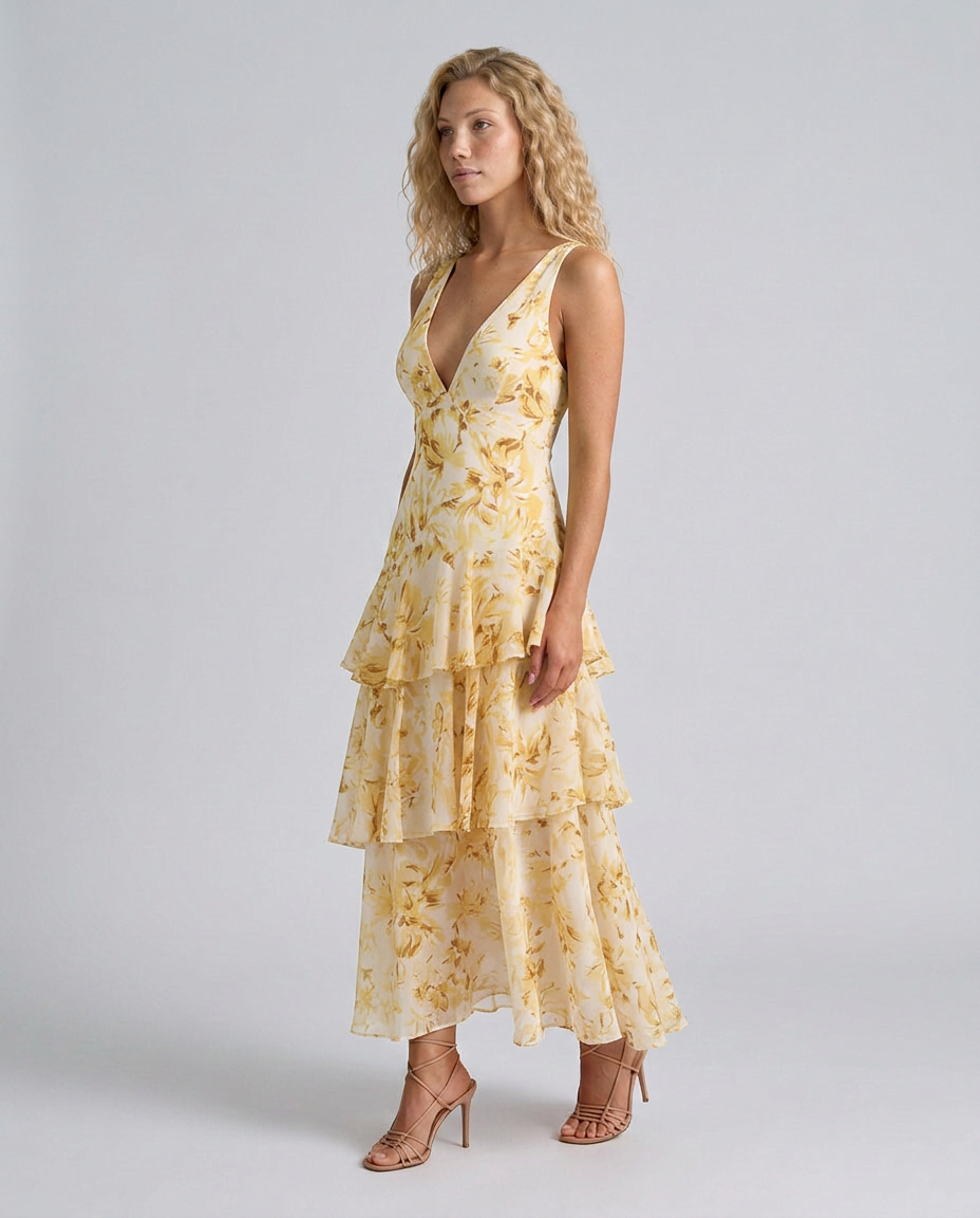Ophelia | Maxi Dress with Tiered Ruffle Skirt