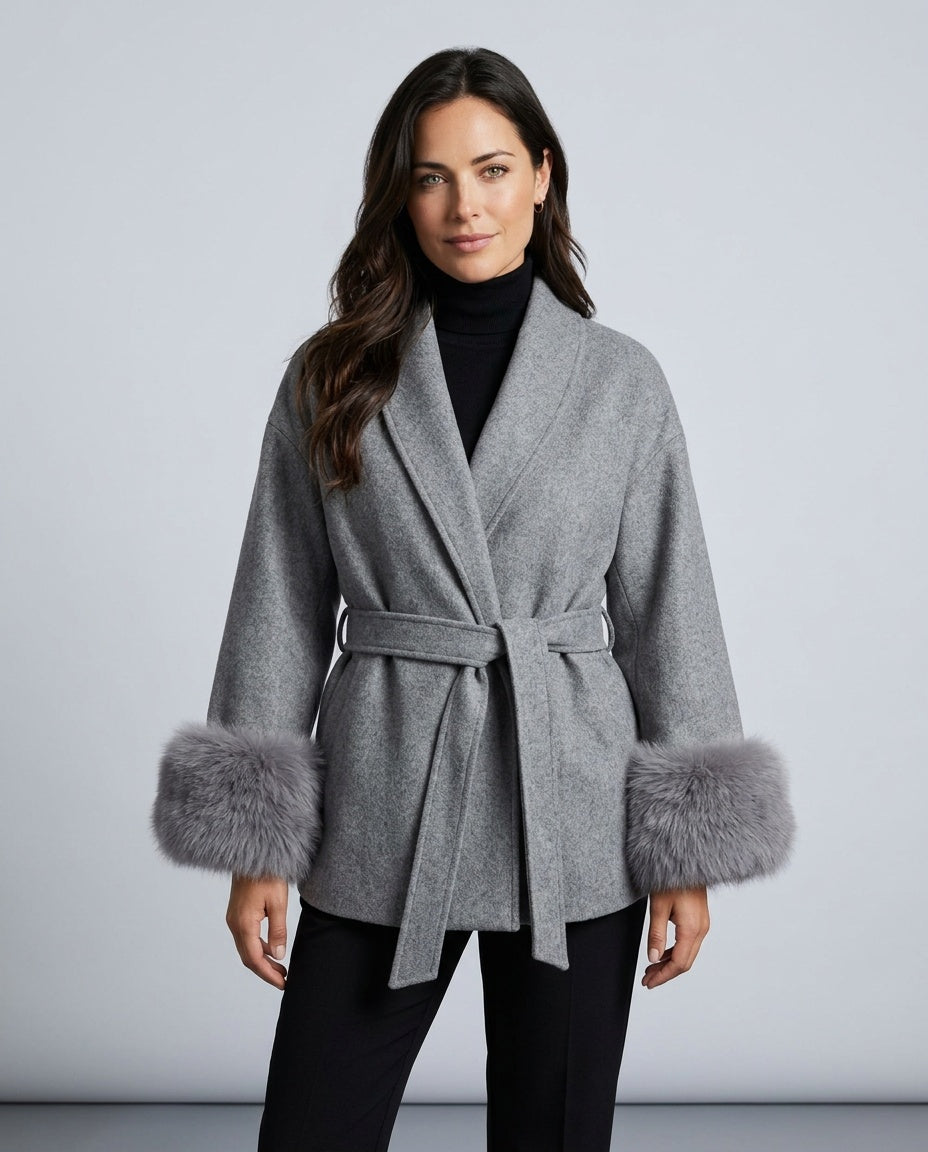 Jimena | Tailored Statement Cuff Faux Fur Coat