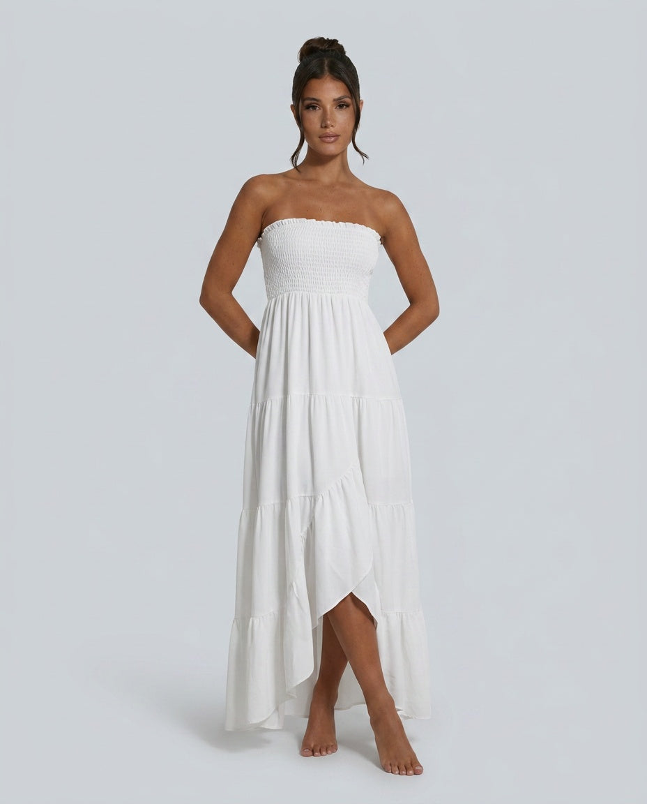Harlow | Strapless Ruched Maxi Dress