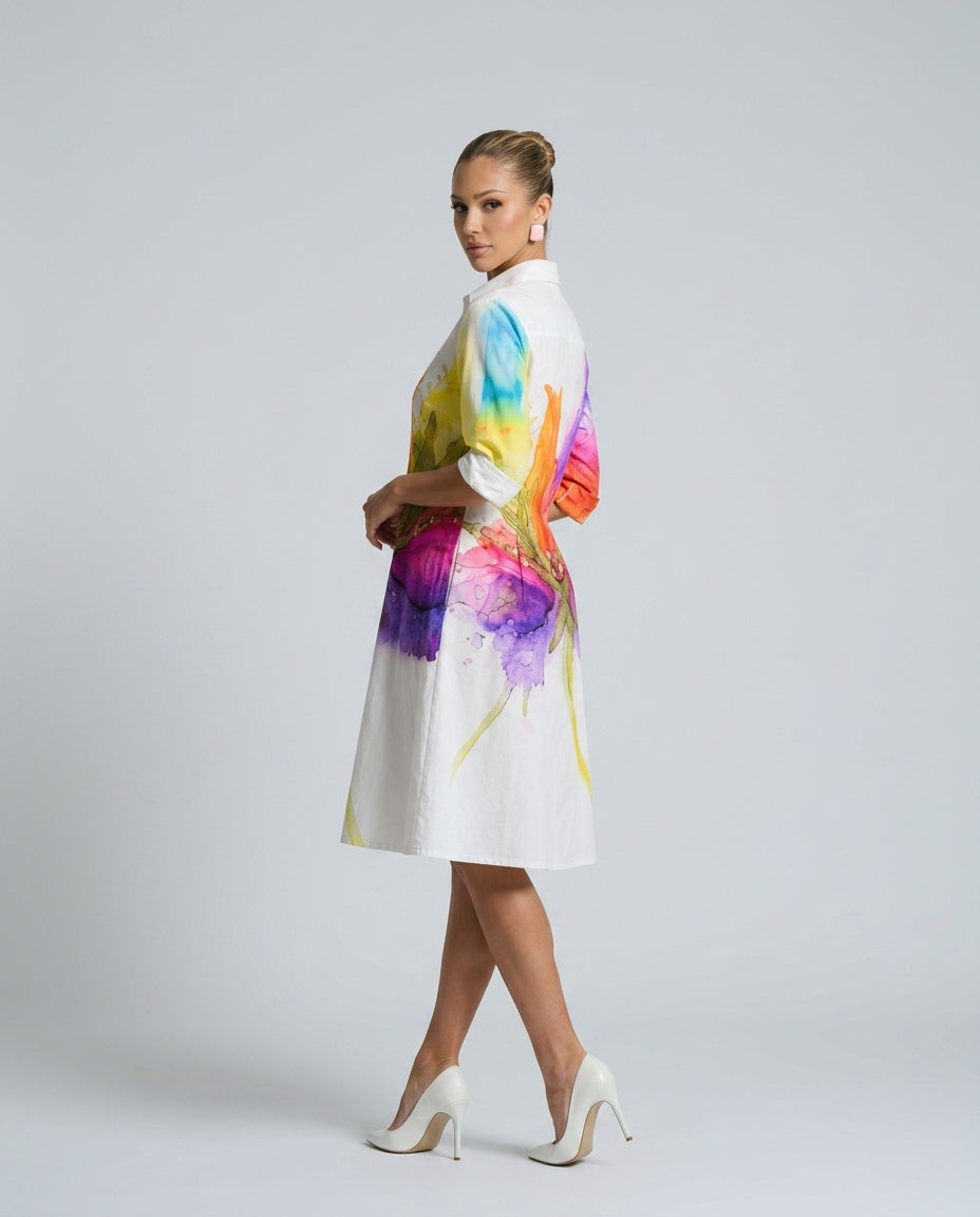 Opal | Painted Floral Midi Dress