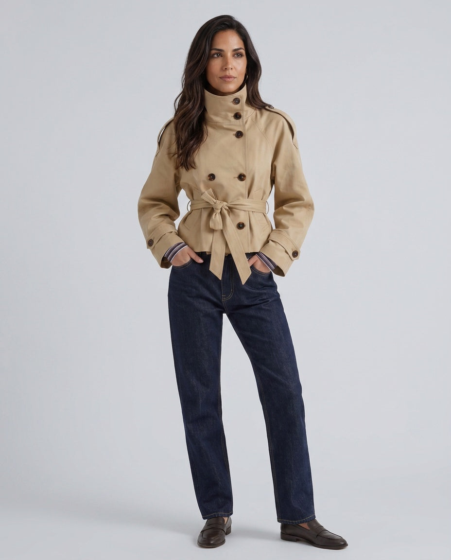 Ottilie | Cropped Double-Breasted Trench Coat