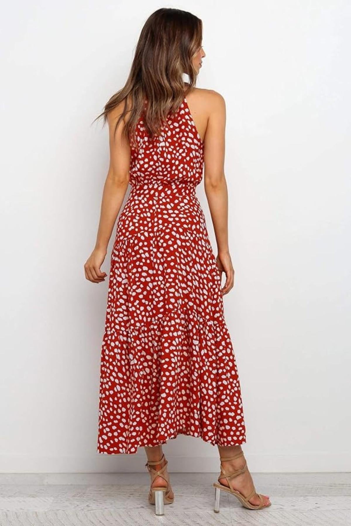 Poppy | Polka Dot Halter Midi Sundress