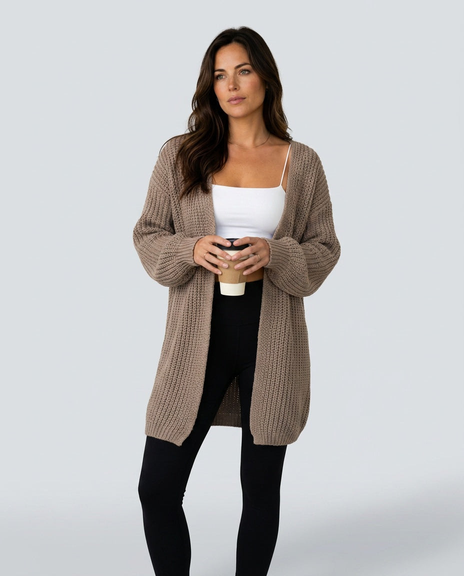Giselle | Oversized Open Front Longline Knit Cardigan