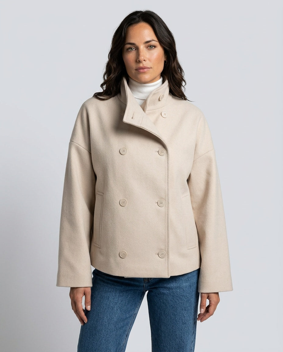 Callista | Double-Breasted Stand Collar Loose Jacket